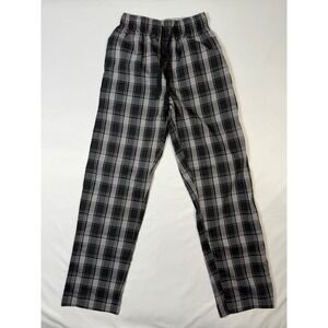 Hanes Mens Plaid Pajama Pants Lounge Sleepwear Small S Grey Black Comfort Fit
